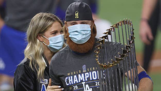 Despite tweeting that he "couldn’t be out there to celebrate" their World Series win, photos and videos showed Tuner returning to the field to do just that.