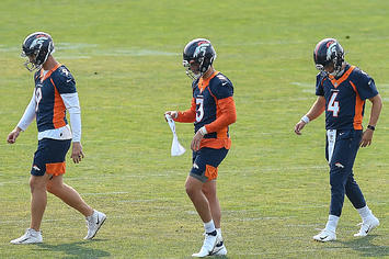 Broncos QBs in training camp.