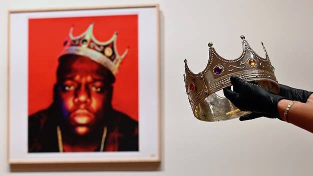 The iconic crown was among many items sold at Sotheby's first-ever auction dedicated to hip-hop. The auction also featured 2Pac's teenage love letters.