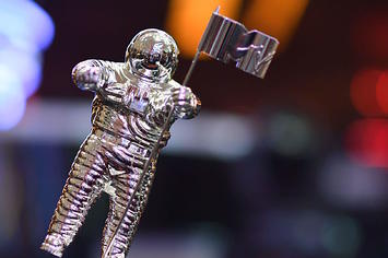 VMA trophy known as "Moon Person" is seen during the 2018 VMAs.