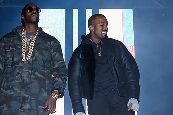 2Chainz and Kanye West perform
