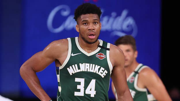 Milwaukee Bucks’ Giannis Antetokounmpo was ejected on Tuesday night during the second quarter after he head-butted Moritz Wagner of the Wizards.