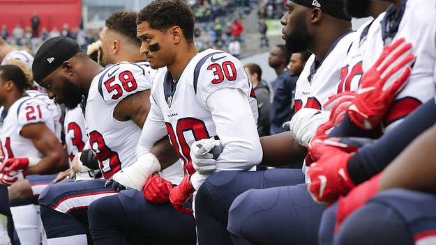 Roger Goodell revealed during a conference call on Tuesday that the phrases "End Racism" and 'It takes all of us' will be written in every endzone.