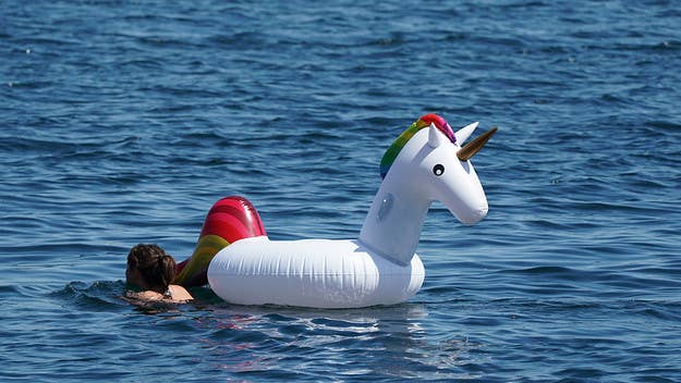 A little girl was rescued by a nearby ferry after the inflatable unicorn that she was sitting on drifted far away from the shore she was at in Greece. 