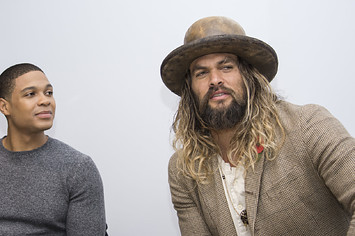 Ray Fisher and Jason Momoa at the "Justice League" Press Conference.