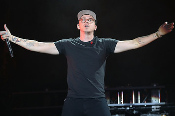 Logic performs onstage during the 2019 Boston Calling Music Festival