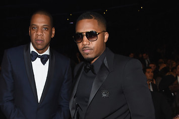 Jay Z and Nas attend The 57th Annual GRAMMY Awards at the STAPLES Center