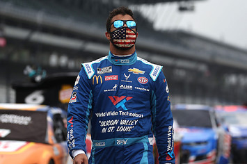 Bubba Wallace, driver of the #43 World Wide Technology Chevrolet