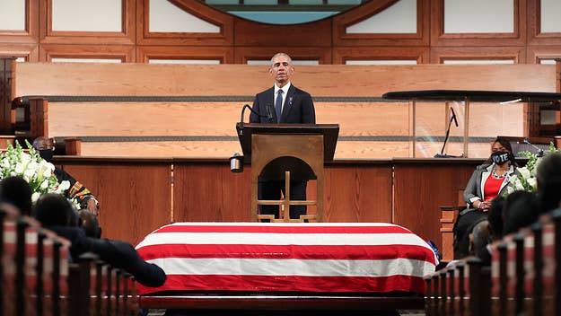At the funeral for late civil rights and voting reform leader John Lewis, Barack Obama delivered a passionate speech addressing many of Lewis' causes. 