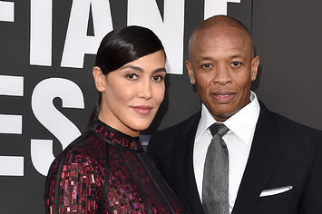 Dr. Dre and wife Nicole Young arrive at the premiere of 'The Defiant Ones.'