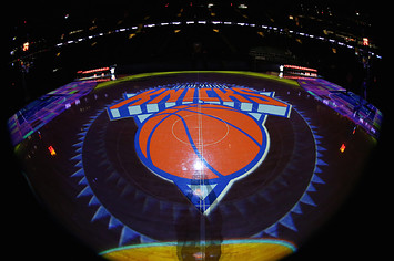 A general view of the New York Knicks logo