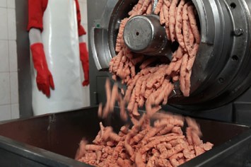 Sausage in a meat rendering plant.
