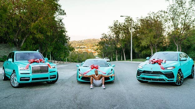 The Memphis rapper showed off his new turquoise Ferrari, Rolls Royce, Lamborghini, and Richard Mille Watch on Instagram.