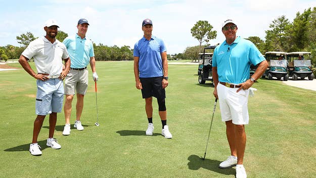Two of the biggest rivalries in sports came together Sunday, as Peyton Manning and Tom Brady, as well as Tiger Woods and Phil Mickelson hit the links.