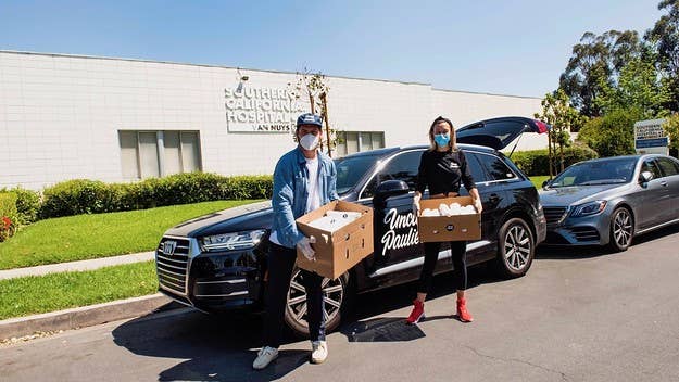 Luxury carmaker Audi supplied a fleet of vehicles for the deliveries around the Los Angeles area.