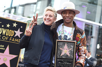 TV host Ellen Degeneres and singer songwriter Pharrell Williams