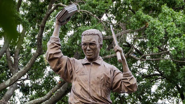 The Arthur Ashe Monument in Richmond, Virginia was defaced by vandals who painted "white lives matter" on it, police revealed on Wednesday. 