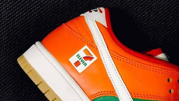 Nike SB's 7-Eleven SB Dunk Low is canceled. The Japan-only release was meant to drop at the Tokyo 2020 Olympics.