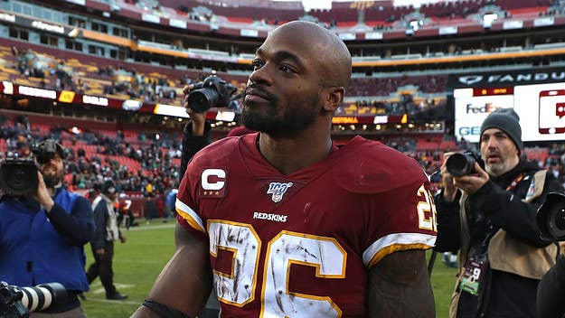 Washington Redskins running back Adrian Peterson says that he and his teammates will be taking a stand against police brutality when NFL games resume.