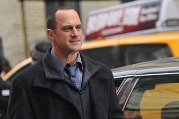 Christopher Meloni on location for "Law & Order: SVU" on the streets of Manhattan.