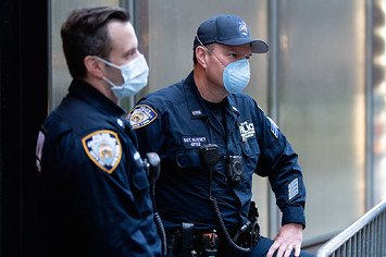 Police Officers wear Surgical Masks