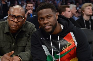 Dave Chappelle and Kevin Hart at the 2018 NBA All Star Game.
