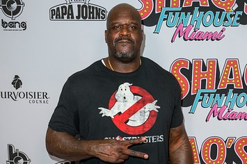 Shaquille O'neal arrives at Shaq's Fun House at Mana Wynwood Convention Center