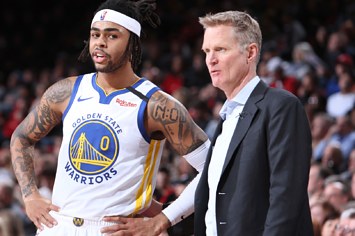 D'Angelo Russell and Steve Kerr