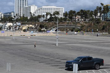 Empty parking lot in Santa Monica.