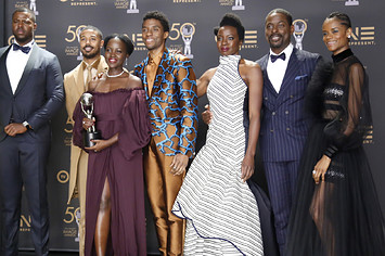 Cast in a Motion Picture for 'Black Panther', attend the 50th NAACP Image Awards