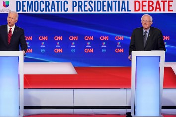 Bernie Sanders and Joe Biden at the Democratic Presidential Debate.