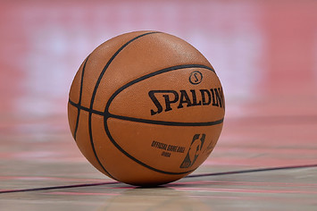 General view of the ball used in a NBA game between the Charlotte Hornets and the Utah Jazz