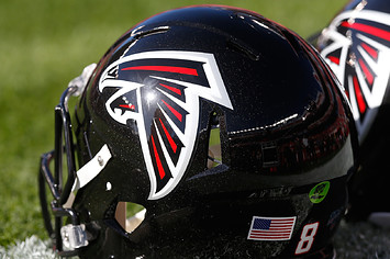 The helmet of an Atlanta Falcons player