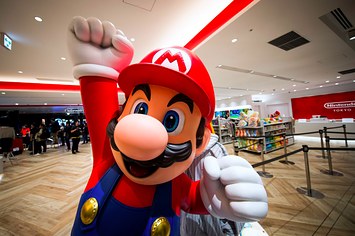 Mario is seen at a new Nintendo store