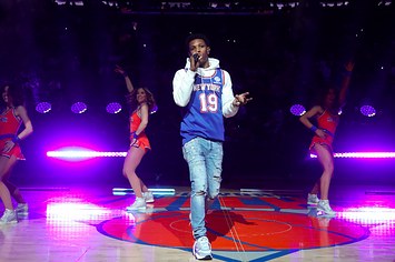 Rapper, A Boogie wit da Hoodie performs during halftime