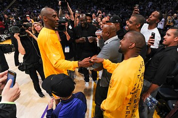 Kanye West greets Kobe Bryant