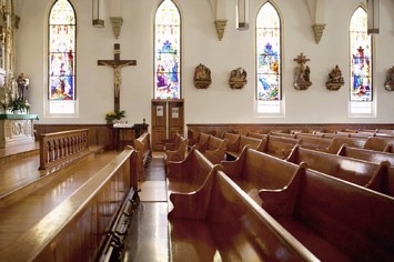 Stock picture of an empty church.