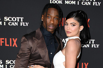 Travis Scott and Kylie Jenner attend the premiere of Netflix's "Travis Scott: Look Mom I Can Fly"