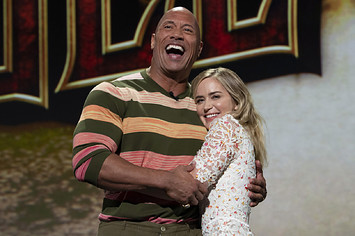 Dwayne Johnson and Emily Blunt attend D23 EXPO 2019 to promote "Jungle Cruise."