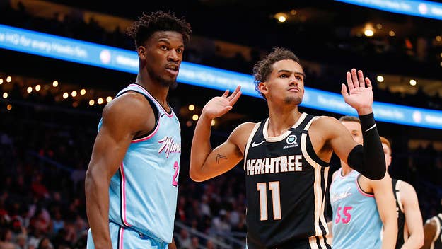 Trae Young is very happy about his performance during Thursday's Atlanta Hawks and Miami Heat game. 