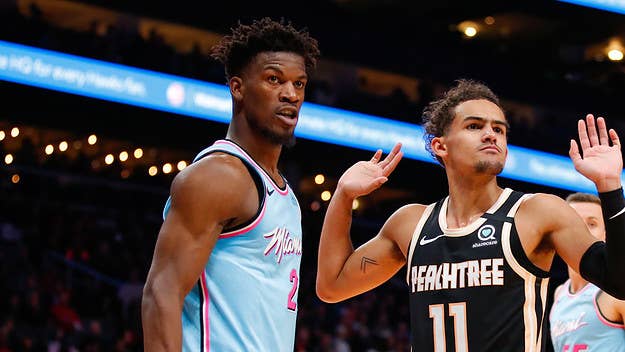 Trae Young is very happy about his performance during Thursday's Atlanta Hawks and Miami Heat game.