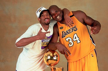 Shaquille O'Neal #34 and Kobe Bryant #8