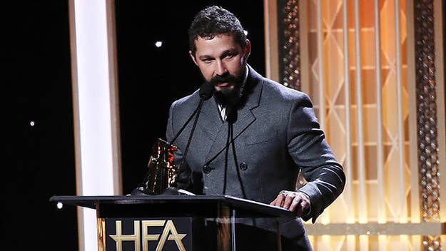 Shia LaBeouf walked away with the Breakthrough Screenwriter honor at the Hollywood Film Awards on Sunday night.