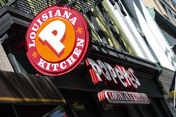 A Popeyes fast food chain restaurant is seen on a street of Washington D.C.