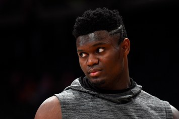 Zion Williamson #1 of the New Orleans Pelicans works out