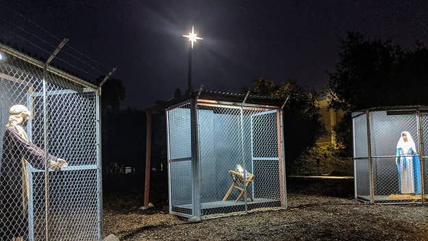 A church in Claremont, California has gained attention for a nativity scene depicting Jesus, Mary, and Joseph as refugees in separate cages.