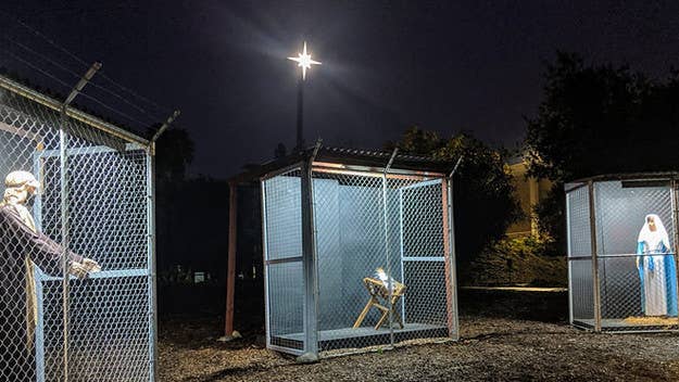A church in Claremont, California has gained attention for a nativity scene depicting Jesus, Mary, and Joseph as refugees in separate cages.