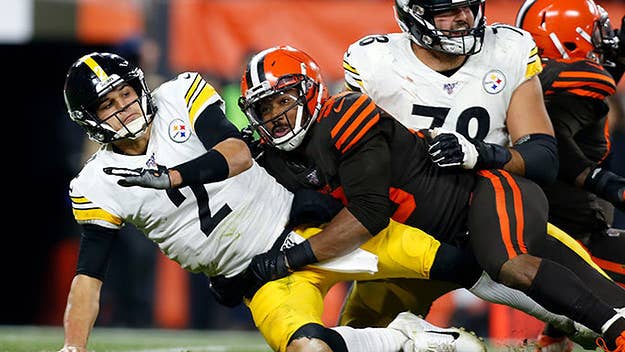 Myles Garrett received an indefinite suspension this month after he ripped off Mason Rudolph's helmet and struck him with it. 