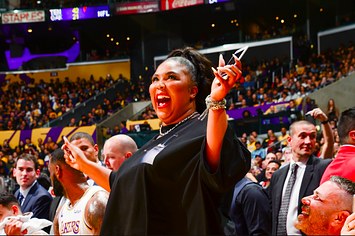 Lizzo attends a game between the Los Angeles Lakers and the Minnesota Timberwolves