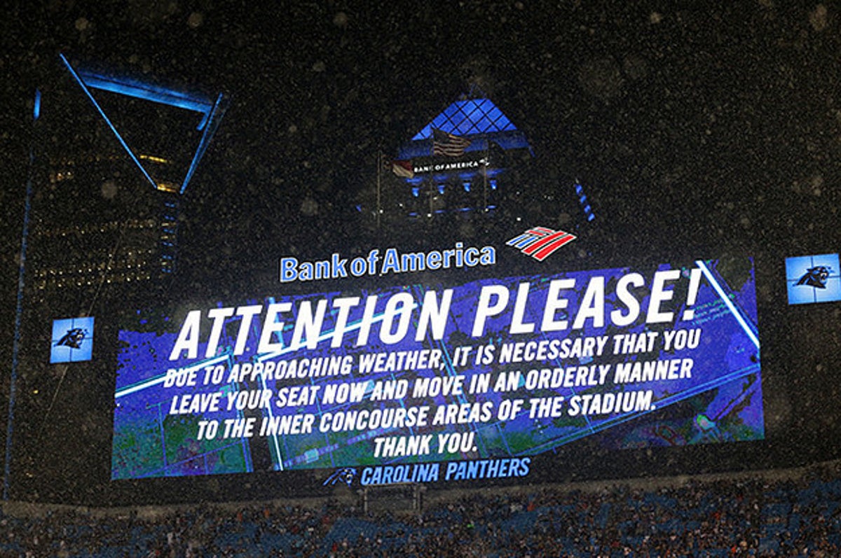 Rain empties onto NFL fan at Saints-Panthers game